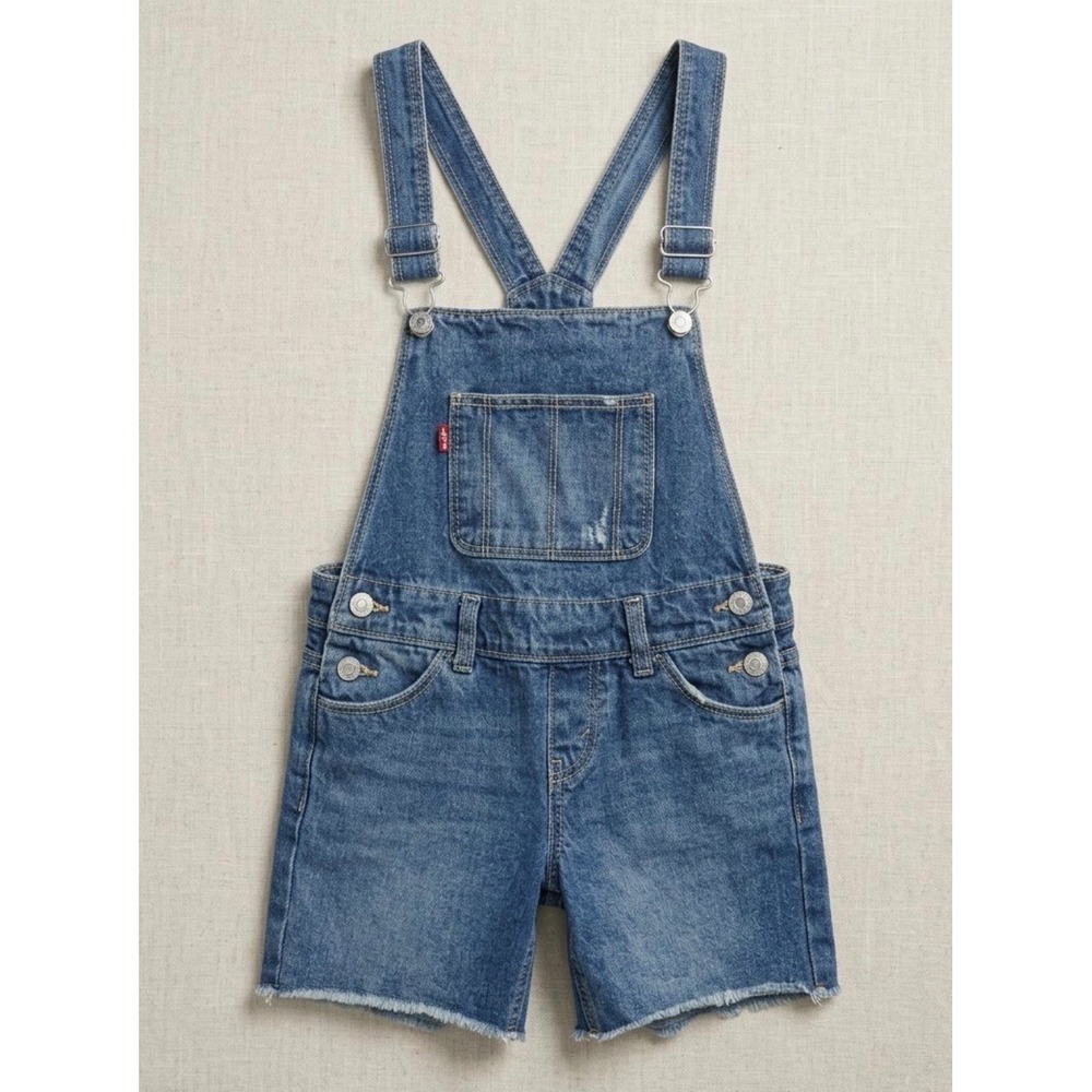 Levi's Girls Denim Shortalls Overalls Size 8 Medium Wash